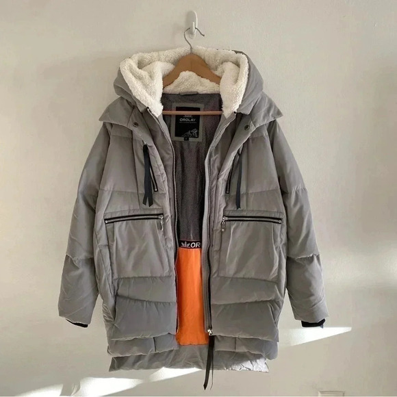 Orolay grey thickened down puffer jacket size S Small - Picture 2 of 11
